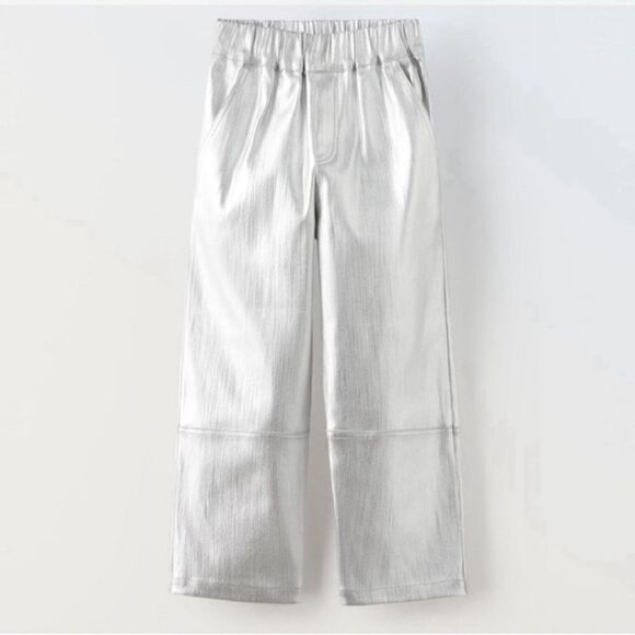 Zara Girls Kids Silver Metallic Pants(Size 13-14yr) - Picture 1 of 6